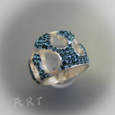 Сребърен дамски пръстен с камъни Swarovski R-323